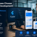 Professional developers building a cross-platform mobile application using Flutter app development services for faster product releases.